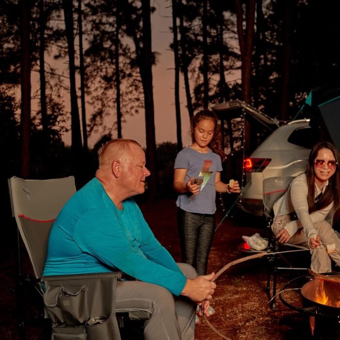 TIMBER RIDGE Oversized Heated Camping Chair for Outdoor Sports, High Back Padded Lawn Chair for Adults, Supports Up to 500lbs with Cup Holder, Side Pocket (Power Bank not Included) - Image 6