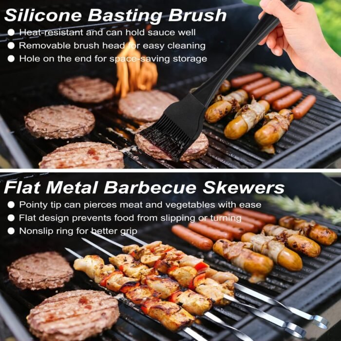 POLIGO 22PCS Heavy Duty BBQ Grill Accessories Set, Non-Slip Grill Tools for Outdoor Grill Set Thicker Stainless Steel Grill Utensils Set, Deluxe Grilling Tools Set in Aluminum Case Ideal Gifts for Men - Image 6