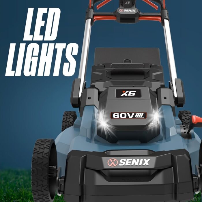 SENIX X6 60 Volt Max* 21-Inch 3-in-1 Cordless Self-Propelled Lawn Mower, with Bagging, Mulching, Side Discharge, Height Adjustment, Smart Display, 8Ah Lithium-ion Battery & Charger Included (LPSX6-H) - Image 6