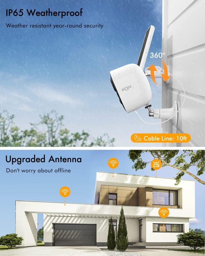 Dzees Solar Powered Security Cameras Wireless Outdoor WiFi, 2K Color Night Vision Outdoor Camera, Wireless Home Security Cameras System with Solar Panel, Spotlight/Alarm, AI Detection, 2-Way Talk - Image 4