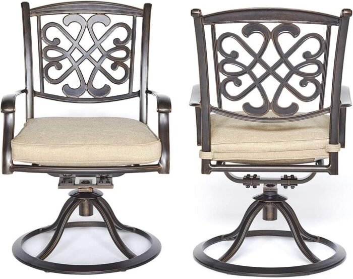 DALI 5 Piece Outdoor Dining Set Patio Furniture, Deep Cushioned Aluminum Swivel Rocker Chair Set with 48 inch Round Alum Casting Table - Image 6