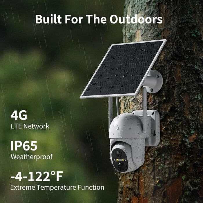 4G LTE Cellular Security Cameras Outdoor, 2 Pack No WiFi Security Camera Solar Powered with 360° View, 2K Color Night Vision, Includes SIM Card(Support Verizon/AT&T/T-Mobile) - Image 2