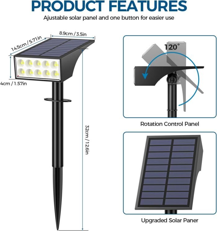 Solar Spot Lights Outdoor Waterproof, [12 Pack/4 Modes] Landscape Lighting Spotlights, Auto On/Off LED Solar Powered Yard Garden Flood Solar Light for Outside Pathway Wall Tree Pool,Cool White - Image 7