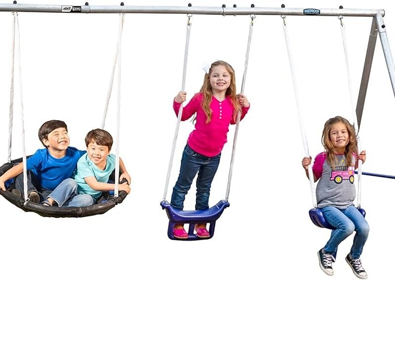 XDP Recreation Free N' Swing Swing Set, Gray, 91"D x 168"W x 74"H