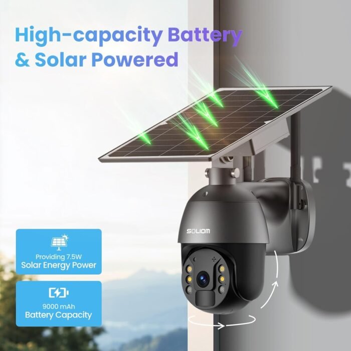 SOLIOM S600 3G/4G LTE Outdoor Solar Powered Cellular Security Camera Wireless,Pan Tilt 360°View Spotlight,1080p Night Vision,2 Way Talk,PIR Motion Sensor,No WiFi, US Version, Unlimited Data Plan - Image 8