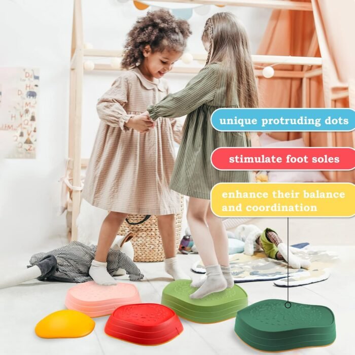 makarci Balance stepping stones for kids, non-slip toddlers sensory toys outdoor or indoor play, promoting motor skills and confidence, Obstacle Course Coordination Game Toys for children age 3 4 5 6 7+ - Image 4