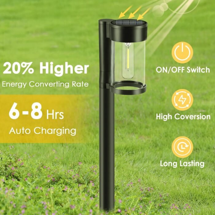 Solar Pathway Lights Outdoor, 10 Pack Metal & Glass Solar Lights Outdoor Waterproof Landscape Path Lights Solar Lights for Outside Yard Lawn Walkway Driveway Garden Decor - Image 4