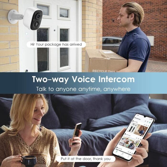 Geekee Security Cameras Wireless Outdoor 2-Way Talk Battery Powered Wi-Fi Cameras for Outside and Indoor 1080P Night Vision AI Motion Detection Siren Alarm IP65 Weatherproof 2-Pack - Image 5