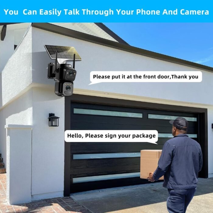 4K 8MP Solar Security Cameras Wireless Outdoor Battery Powered, 5GHz&2.4GHz Dual Lens Bullet & 360°PTZ Linkage Outdoor Security Camera with Solar Panel, Digital Zoom, Color Night Vision, PIR Sensors - Image 7