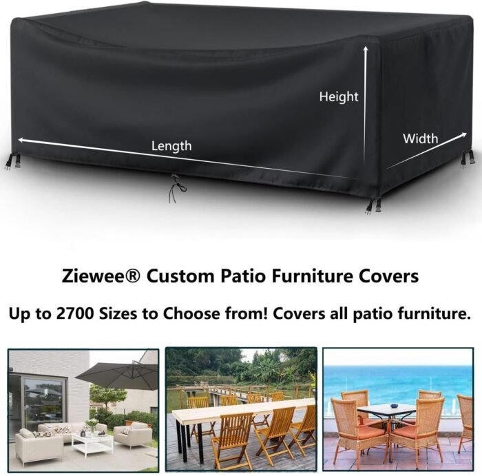Outdoor Patio Furniture Set Covers Waterproof 600D Garden Dining Table Cover 120" L x 80" W x 38" H Rectangular Weatherproof Furniture Covers Table and Chair Set Covers for Rainy Snowy 300x200x95cm - Image 2