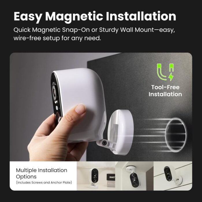Battery Security Camera 2K, Wireless Outdoor/Indoor, Easy Magnetic Mount, Color Night Vision, 2-Way Audio, Spotlight, Weather-Resistant, AI Detection, Cloud & SD Card Storage - Image 3