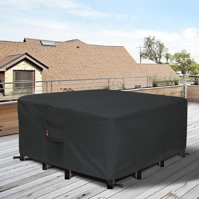 SheeChung Patio Furniture Covers Square 86"Lx86"Wx28"H,Waterproof Outdoor Furniture Covers,Heavy Duty 600D Outdoor Dining Table and Chairs General Purpose Furniture Cover - Image 4