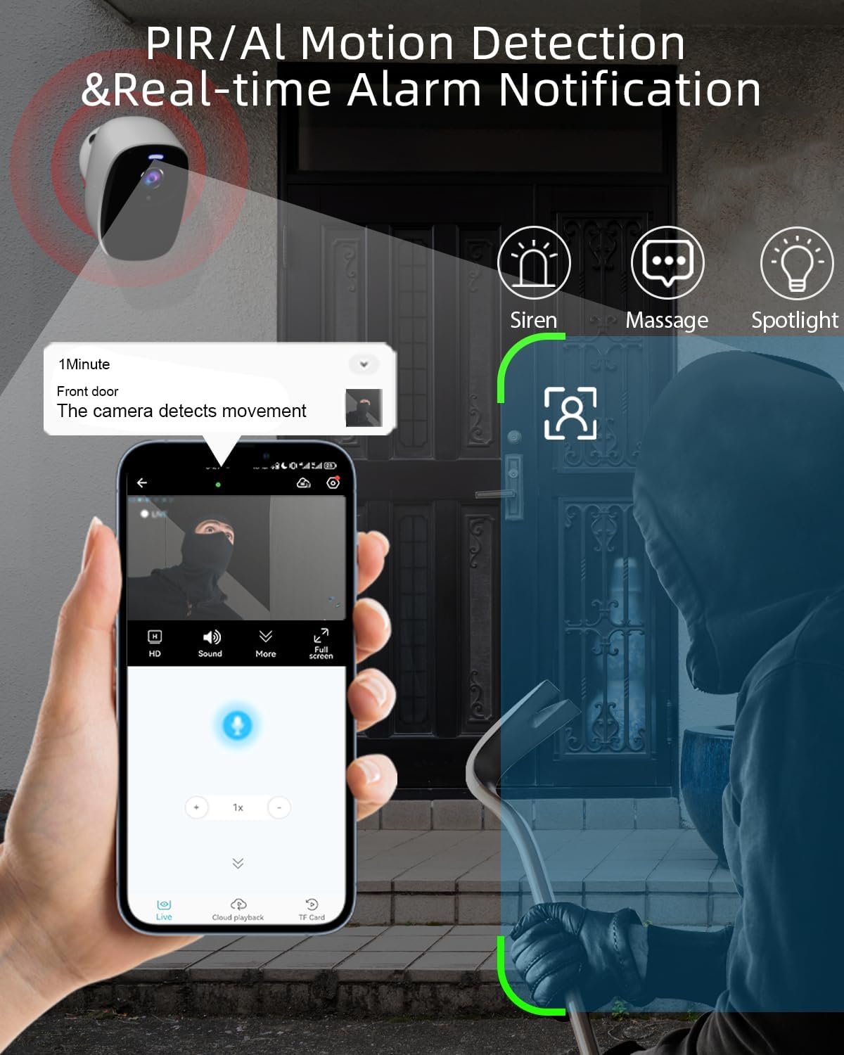 5G/2.4G Wifi Security Cameras Wireless Outdoor , 2K Battery Powered WiFi Cameras with AI Motion Detection Spotlight Siren,Color Night Vision, 2-Way Talk, Waterproof, Cloud/SD Storage, Works w/Alexa - Image 2