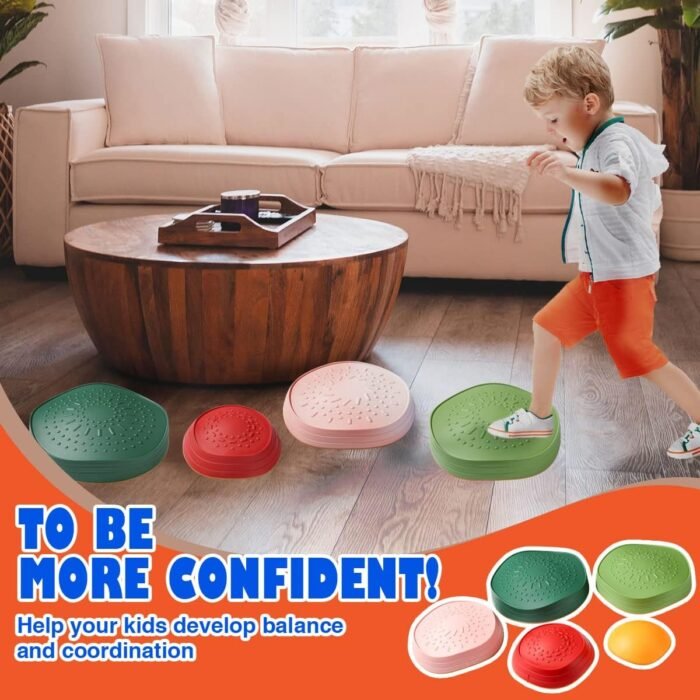 makarci Balance stepping stones for kids, non-slip toddlers sensory toys outdoor or indoor play, promoting motor skills and confidence, Obstacle Course Coordination Game Toys for children age 3 4 5 6 7+ - Image 7