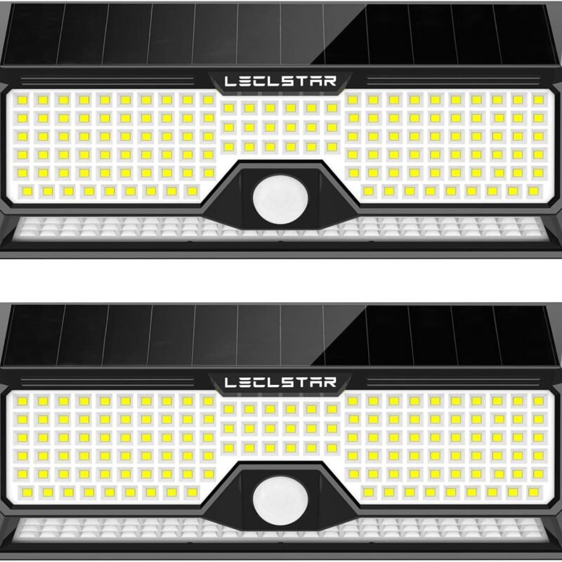 Solar Outdoor Lights - 4000Lm 268 LED Motion Sensor Lights Outdoor, IP65 Waterproof Led Security Lights Bright Solar Wireless Flood Wall Lights with 3 Optional Modes and 4 Wide Angle (2 Pack)