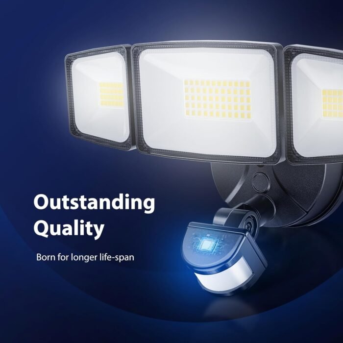 Onforu 65W LED Security Lights Motion Sensor Light Outdoor, 6500LM, 6500K, IP65 Waterproof, Flood Light Outdoor Motion Detector with Adjustable 3 Head, Hardwired Wall Light for Entryway, Yard, Garage - Image 5