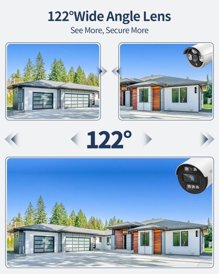 《122° Wide-Angle & 80FT Night Vision》Outdoor Wired Security Camera System,CCTV Cameras Outside, Home Video Surveillance Systems - Image 2