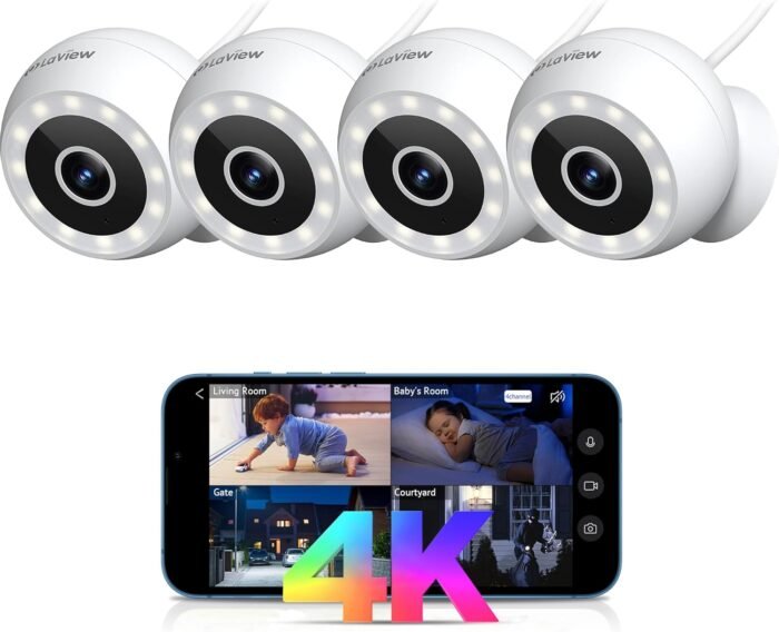 LaView 8MP 4K Security Cameras Outdoor Indoor Wired,IP65, Starlight Sensor & 100 Ft Night Vision,Motion/Person Detection,2-Way Audio/Spotlight,US Cloud,iOS & Android & Web Access
