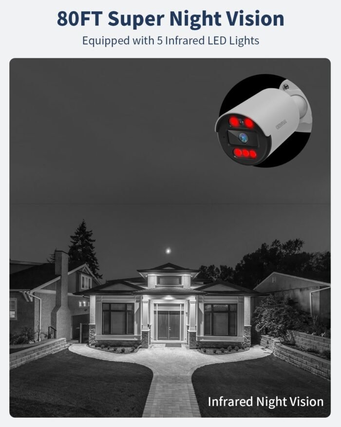 《122° Wide-Angle & 80FT Night Vision》Outdoor Wired Security Camera System,CCTV Cameras Outside, Home Video Surveillance Systems - Image 4