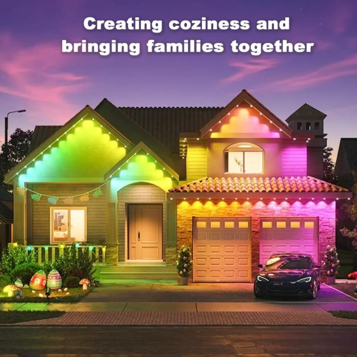 100FT Permanent Outdoor Lights,RGB Eaves Lights with App Control Remote,DIY Scene Modes IP67 Waterproof Outdoor Under Eave Lighting,Outdoor Lights for Outdoor Decor,Garden Decor,House,Party,Holiday - Image 9