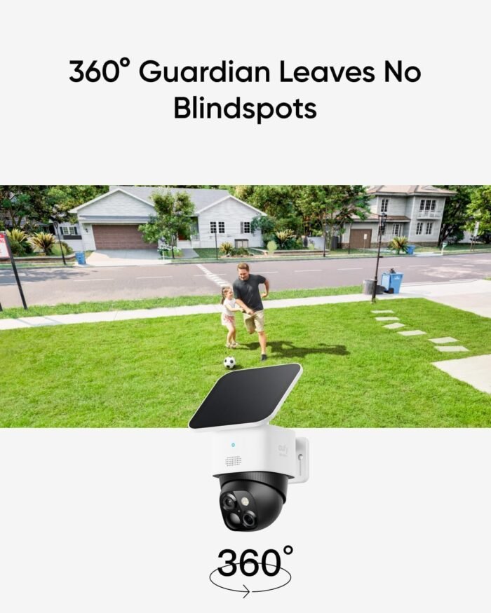 eufy Security SoloCam S340, Solar Security Camera, Wireless Outdoor Camera, 360 Degree Pan & Tilt Surveillance, No Blind Spots, 2.4 GHz Wi-Fi, No Monthly Fee, HomeBase S380 Compatible (Renewed) - Image 3
