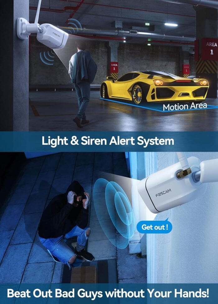 FOSCAM 3K 5MP Security Cameras Wireless Outdoor, 5GHz&2.4GHz WiFi Camera for Home Security, 120° FoV Outside Surveillance Cam, AI Human/Vehicle Detection, 66FT Color Night Vision, 120dB Siren, IP66 - Image 5
