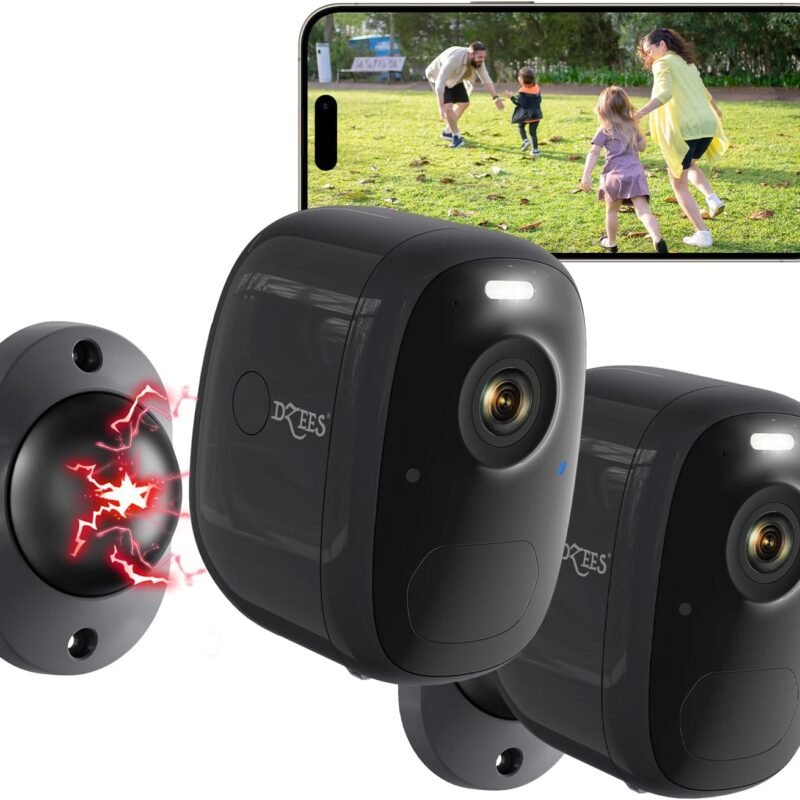 Dzees 4MP Outdoor Camera Wireless with Magnetic Mount Battery Powered Security Camera Outdoor for Home Security, 2.4Ghz WiFi/AI Motion Detection/2-Way Talk/4MP Color Night Vision/IP66/Cloud-2-Pack