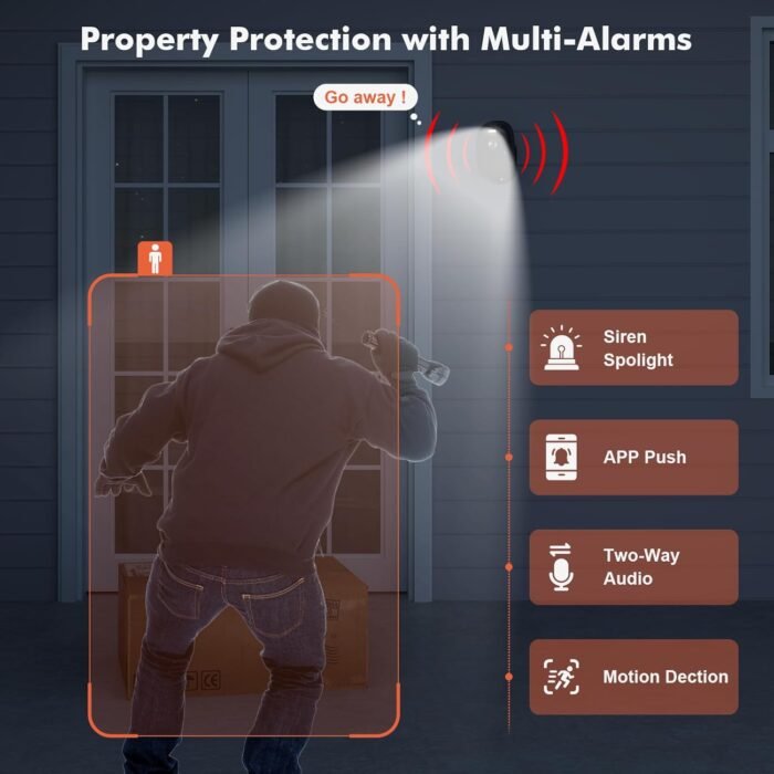 Dzees 4MP Outdoor Camera Wireless with Magnetic Mount Battery Powered Security Camera Outdoor for Home Security, 2.4Ghz WiFi/AI Motion Detection/2-Way Talk/4MP Color Night Vision/IP66/Cloud-2-Pack - Image 2