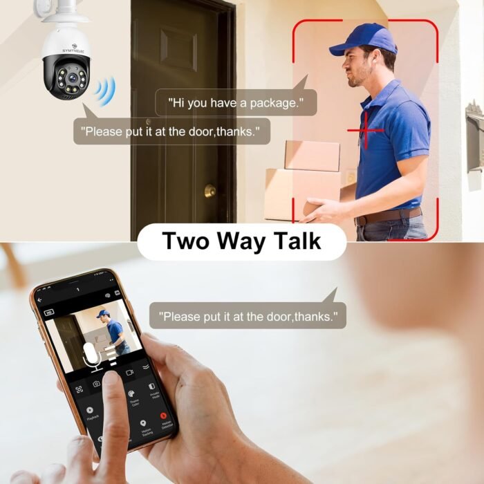 SYMYNELEC 5GHz/2.4GHz Light Bulb Security Camera Outdoor Waterproof 2.5K, 5G Dual Band WiFi Light Socket Security Camera with AI Human Motion Detection Tracking 4MP Color Night Vision Alexa (2 PCS) - Image 7