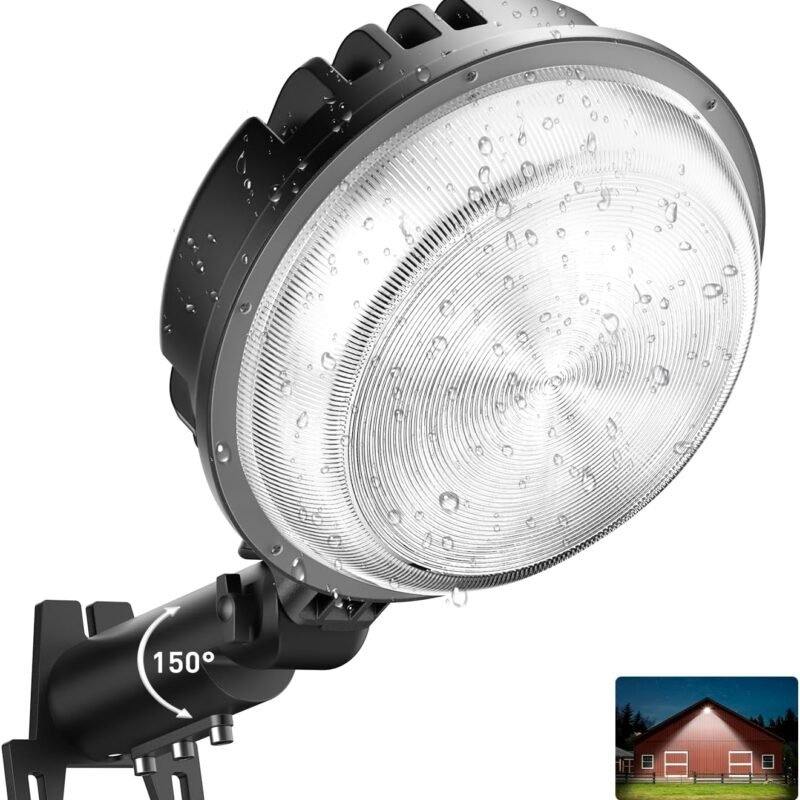 150W LED Barn Light, 20000LM Yard Area Lights Dusk to Dawn Outdoor Lighting with Photocell, 6500K Adjustable Angle Daylight, IP66 Waterproof Street Lights for Security Garage Farmhouse, UL&FCC Listed