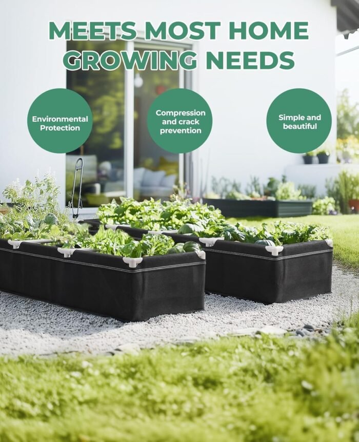 HIRALIY Fabric Raised Beds,Elevated Raised Garden Grows Beds for Outdoor Gardening,Portable Garden Planters,Planter Box for Growing Flowers and Vegetables（6.2 x 1.62 x 1 Ft） - Image 6