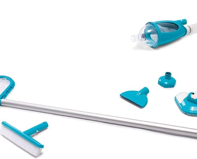 Intex 28003E Deluxe Above Ground Pool Maintenance Kit for Minimum 800 GPH Flow Rates with Vacuum, 110" Pole, Wall Brush and 24' Hose (Color May Vary)
