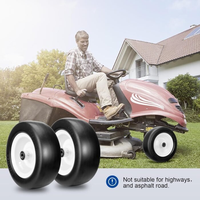 2pcs 13x5.00-6" Flat Free Lawn Mower tires Zero Turn Mower replacement Solid Tire and Wheel with 1/2" & 3/4" & 5/8"Precision bearings.3.25"-6.9" Centered Hub,for Riding Lawn Mower Assembly - Image 6