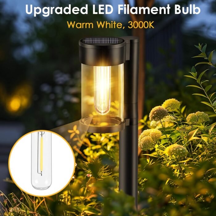 Solar Pathway Lights Outdoor, 10 Pack Metal & Glass Solar Lights Outdoor Waterproof Landscape Path Lights Solar Lights for Outside Yard Lawn Walkway Driveway Garden Decor - Image 3