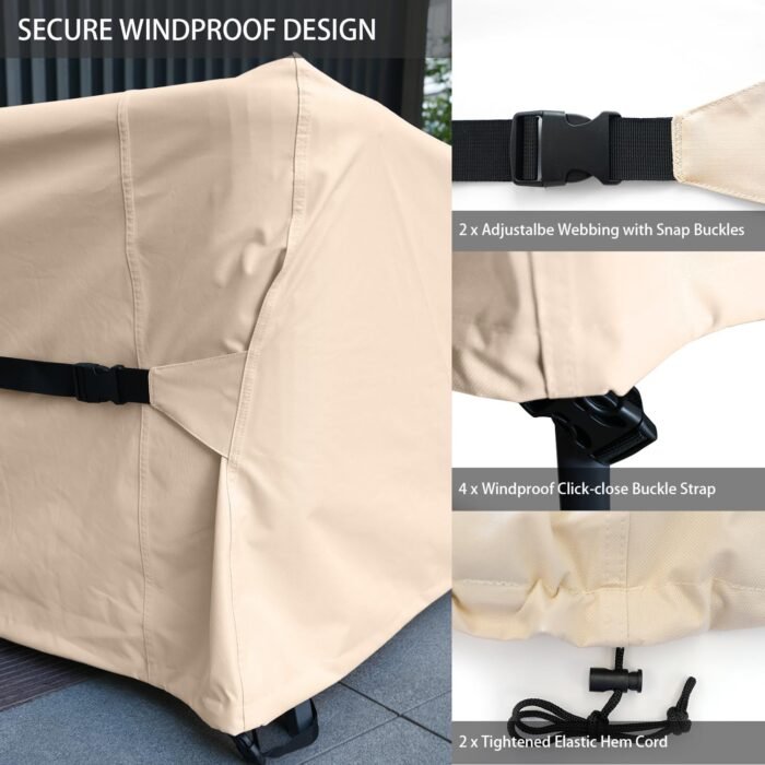 Patio Furniture Set Covers Waterproof Patio Conversation Sets Cover Outdoor Sectional Sofa Couch Cover Outside Dining Set Table and Chairs Covers Heavy Duty 600D 111" L x 74" W x 28" H - Image 3