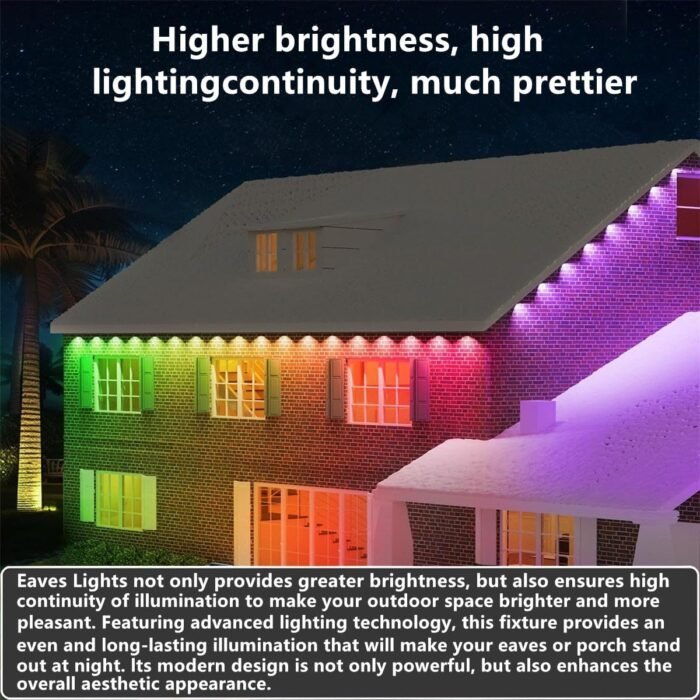 200FT Permanent Outdoor RGB Lights,IP67 Waterproof Smart LED Eaves Lights with App/Remote Control,for Christmas and All Holiday Decor,Daily and Accent Lighting,House Roof and Garden Lighting - Image 6