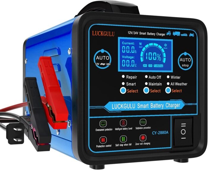 12V/24V Car Battery Chargers Heavy Duty, 0-20A Automatic Battery Maintainer with Auto Shutoffs, Repair, Winter Mode, High/Low Power Smart Trickle Charger and Desulfator,for Boat,Motorcycle,Lawn Mower