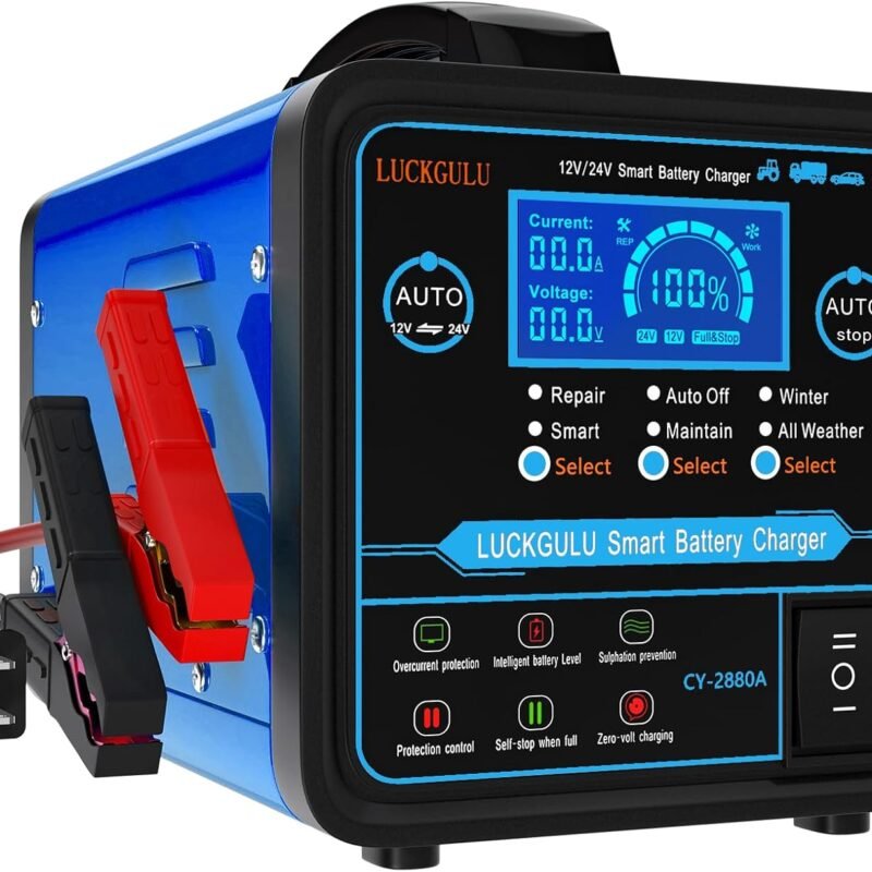 12V/24V Car Battery Chargers Heavy Duty, 0-20A Automatic Battery Maintainer with Auto Shutoffs, Repair, Winter Mode, High/Low Power Smart Trickle Charger and Desulfator,for Boat,Motorcycle,Lawn Mower