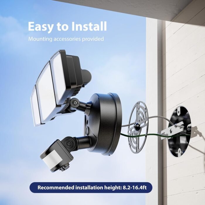Onforu 65W LED Security Lights Motion Sensor Light Outdoor, 6500LM, 6500K, IP65 Waterproof, Flood Light Outdoor Motion Detector with Adjustable 3 Head, Hardwired Wall Light for Entryway, Yard, Garage - Image 8
