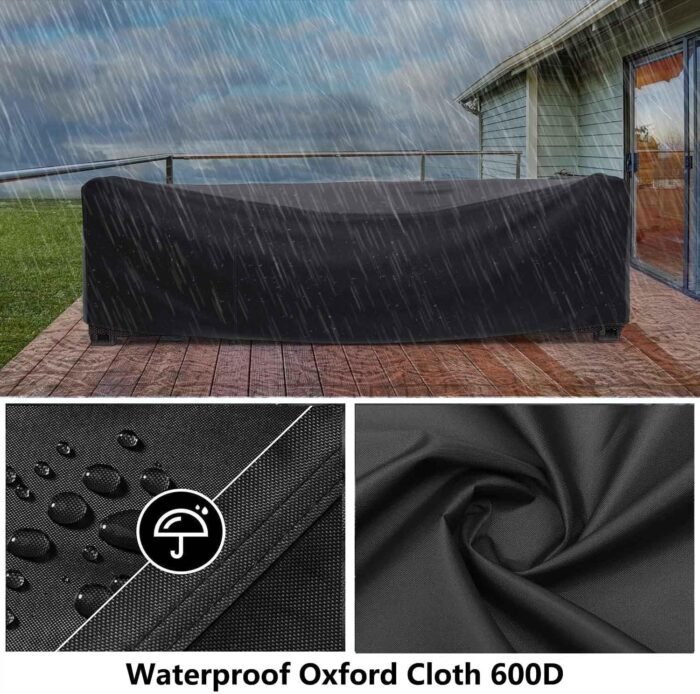 Outdoor Patio Furniture Set Covers Waterproof 600D Garden Dining Table Cover 120" L x 80" W x 38" H Rectangular Weatherproof Furniture Covers Table and Chair Set Covers for Rainy Snowy 300x200x95cm - Image 4