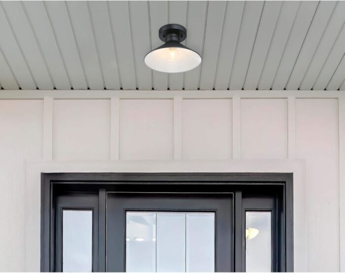 Westinghouse 6112900 Watts Creek 11 Inch Rustic/Arts & Crafts One-Light Outdoor Semi Flush Mount Ceiling Light, Dark Sky Friendly, Textured Black Finish - Image 6