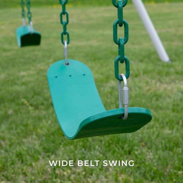 Backyard Discover Big Brutus Metal Swing Set, 10 Ft Tall, 2 Belt Swings, Trapeze Bar, Heavy Duty, Thick, Powder Coated Steel, Weather Resistant, Easy to Assemble - Image 5