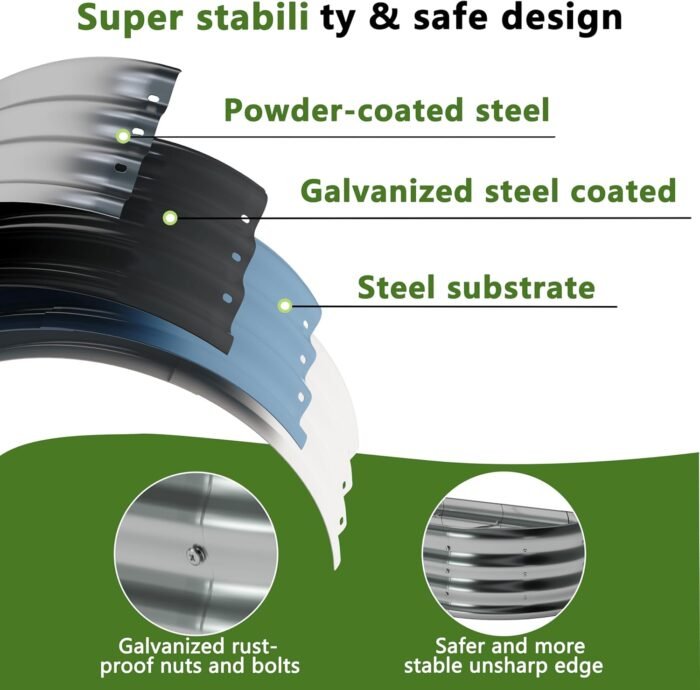 8x2x1FT Galvanized Raised Garden Bed Kit,Vegetable Boxes-Oval Metal Flower Box,Large Planter Raised Beds Outdoor Garden for Planting,Fruit,Herb-Sliver - Image 5