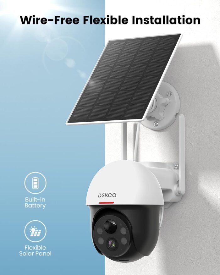 DEKCO Security Cameras Wireless Outdoor, Solar Powered, Panoramic PTZ, Auto Motion Tracking, True 2K, Color Night Vision, Spotlights, 2-Way Talk, 2 Pack - Image 7