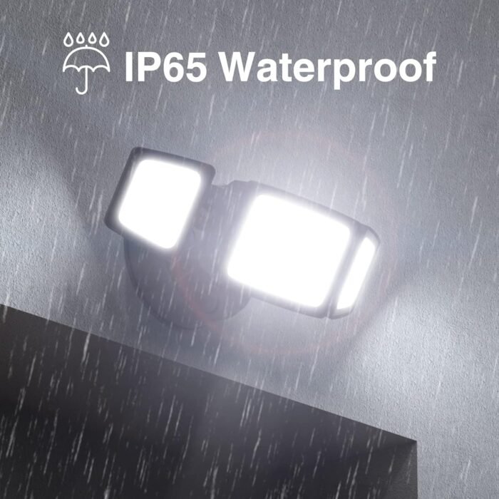 Onforu 60W LED Dusk to Dawn Flood Lights, 6000LM Exterior Security Outdoor Lighting, IP65 Waterproof Outdoor 3 Adjustable Heads Photocell Light Fixture, 6500K White Floodlight for Garage, Patio, Yard - Image 4
