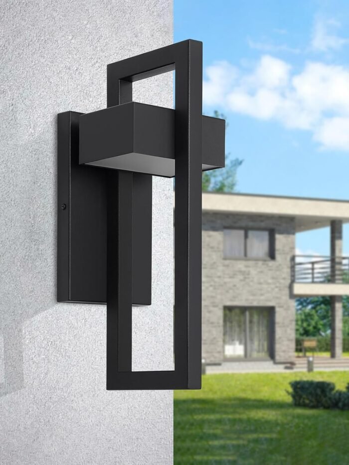 LamQee Outdoor Wall Lights Modern Exterior Lighting Fixtures, 3000K Integrated LED Outdoor Wall Sconce Lighting 2 Packs, Matte Black Outside Wall Mount Lights for House Front Door Porch Garage Patio - Image 7