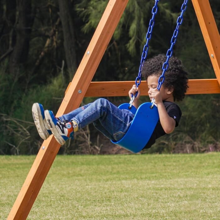 Dolphin Playground DIY Swing Sets for Backyard, Wooden Playground Sets for Backyards with Saucer Swing and Belt Swing, Kids Outdoor Play Equipment, Outdoor Playset for Any Swing Replacements - Image 9