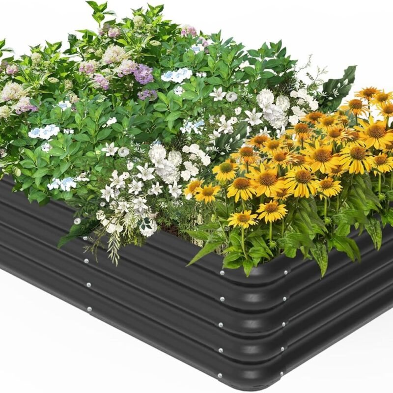 Raised Garden Bed Kit, Outdoor Planter Box for Growing Vegetables Herbs Flowers and Fruits - 3.0x1.8x1.0ft Deep Large Stock Tank for Outside, Black
