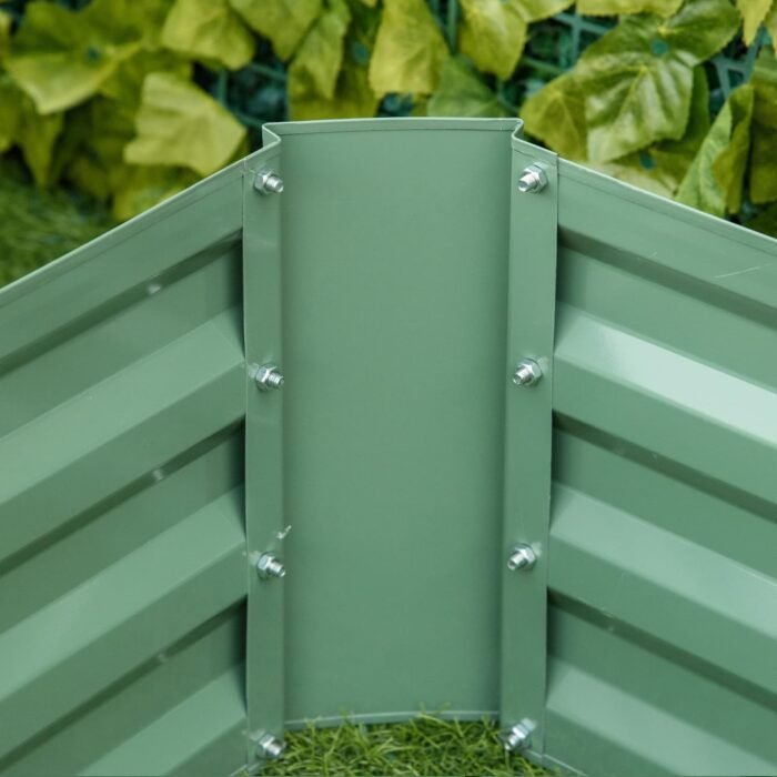 Outsunny 2 Piece Galvanized Raised Garden Bed, 3.3' x 3.3' x 1' Metal Planter Box for Growing Vegetables, Flowers, Herbs, Succulents, Green - Image 7