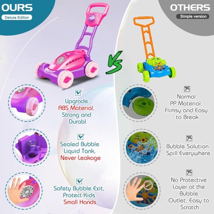 Automatic Bubble Machine Lawn Mower: Outdoor Toy for Toddlers Ages 3-6 - Garden Yard Party Fun - Bubble Maker Gift Idea for Girls - Image 2